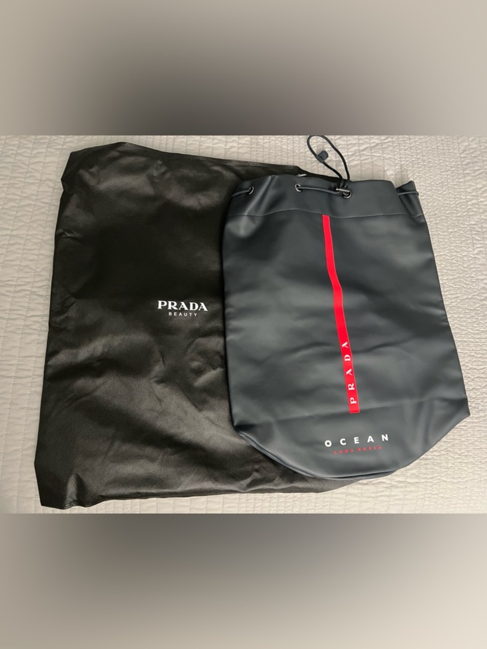 PRADA BEAUTY OCEAN LUNA ROSSA NAVY BLUE WATER RESISTANT SAILING BAG/DUST BAG NWT